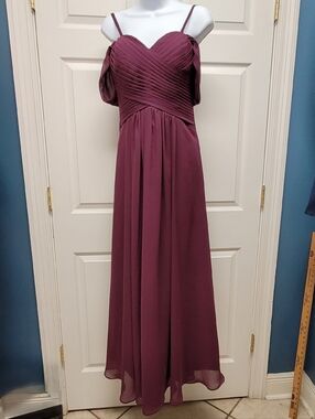 VNAIX Formal Dress Size 8 Burgundy Chiffon Lace Up Corset Empire Maxi Wedding